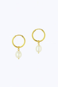 Hoop Earrings with Baroque Pearl, Gold-Plated Silver photo