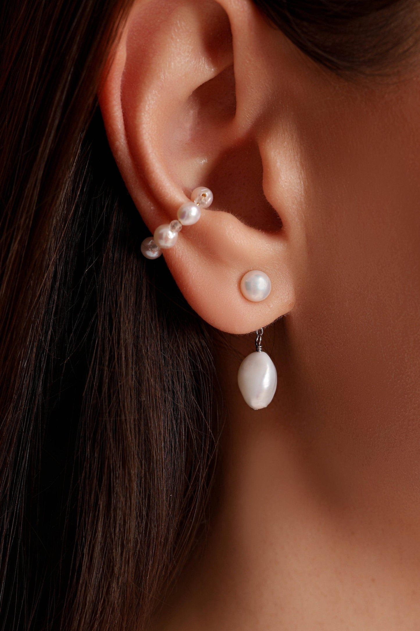Iconic Blanche 2 in 1 Pearl Stud Earrings photo