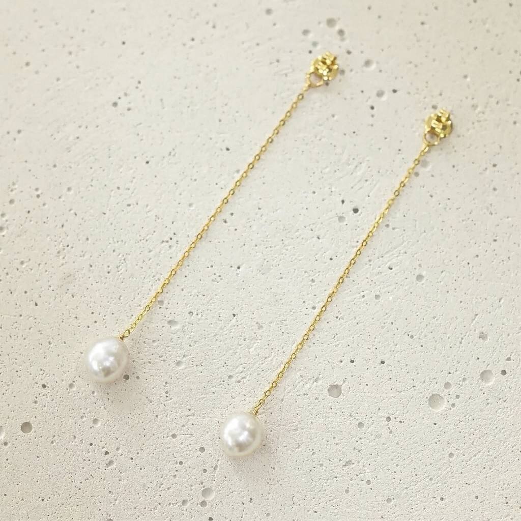 Iconic Long Charm White, Goldfilled 14k photo