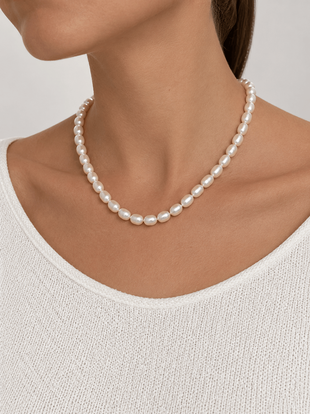 Lumina Premium Freshwater Pearl Silver Necklace photo