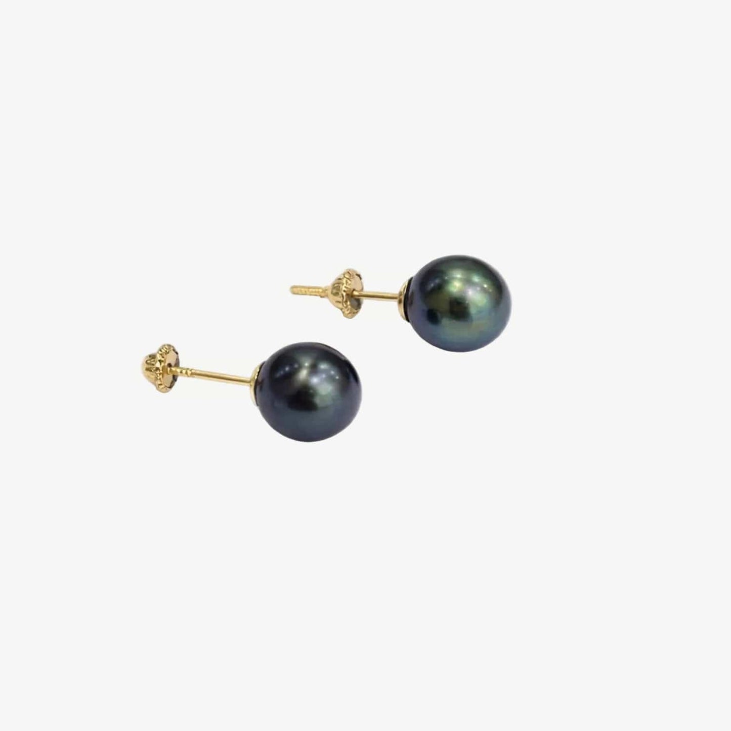 Luna Black Pearl Stud Earrings, Gold 14K photo