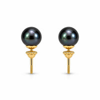 Luna Black Pearl Stud Earrings, Gold 14K photo