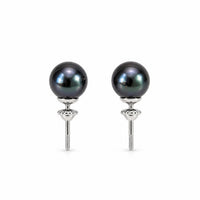 Luna Black Pearl Stud Earrings, White Gold photo