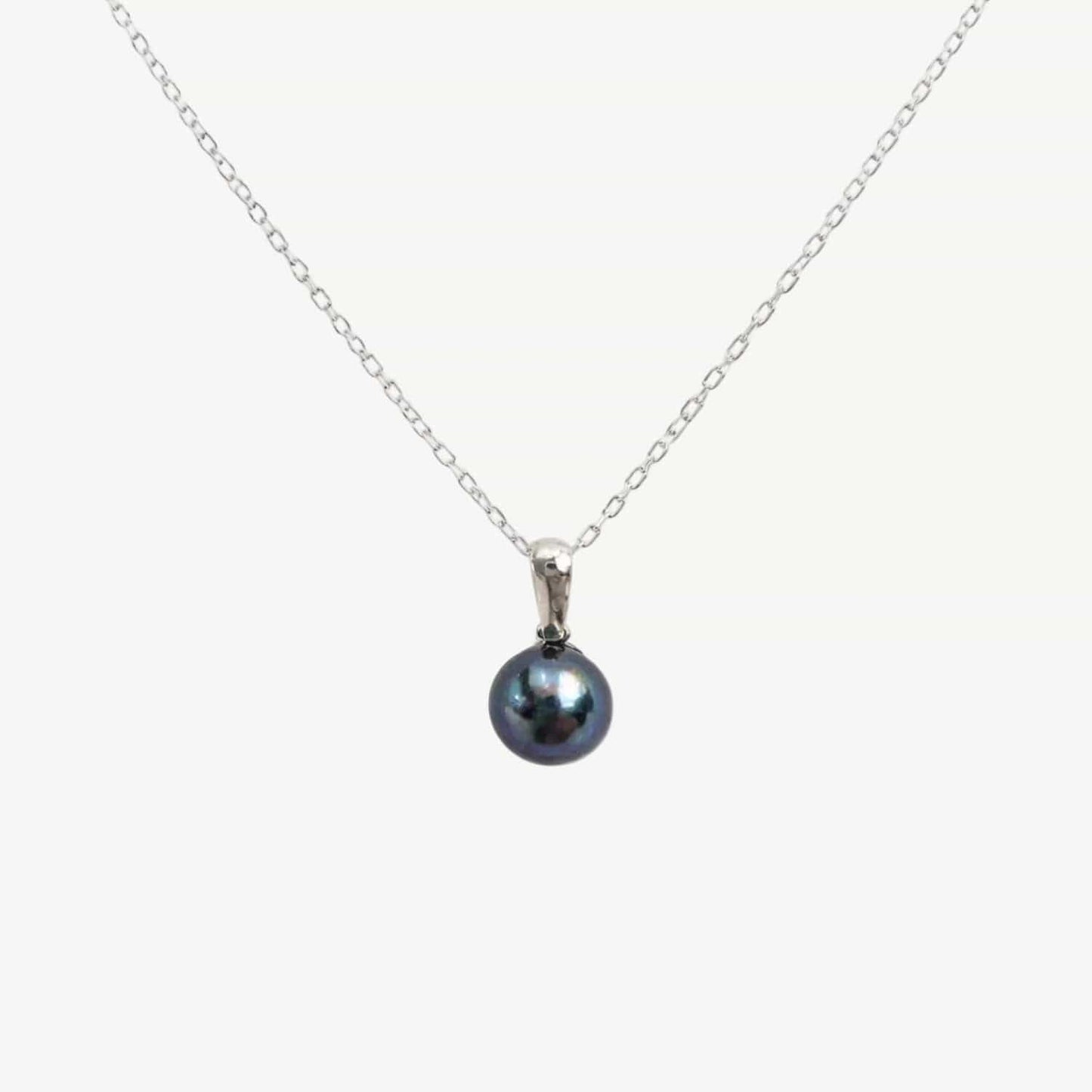 Luna Black Pendant Necklace, White Gold photo