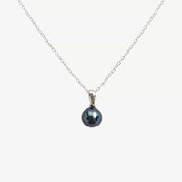 Luna Black Pendant Necklace, White Gold photo