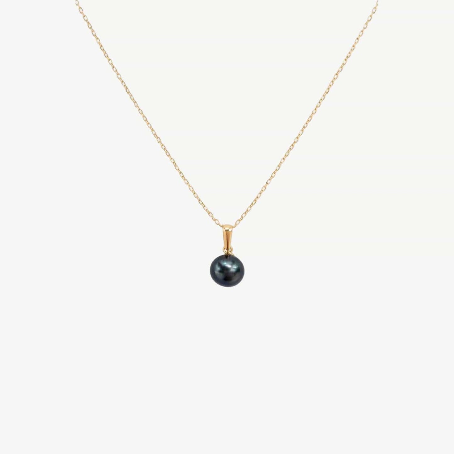 Luna Black Pendant Necklace, Yellow Gold photo