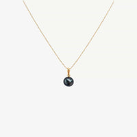 Luna Black Pendant Necklace, Yellow Gold photo
