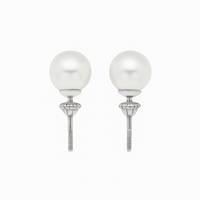 Luna White Gold Pearl Stud Earrings photo