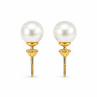 Luna White Pearl Stud Earrings, Gold 14K photo