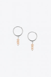 Mini Hoop Peach Pearl Earrings photo