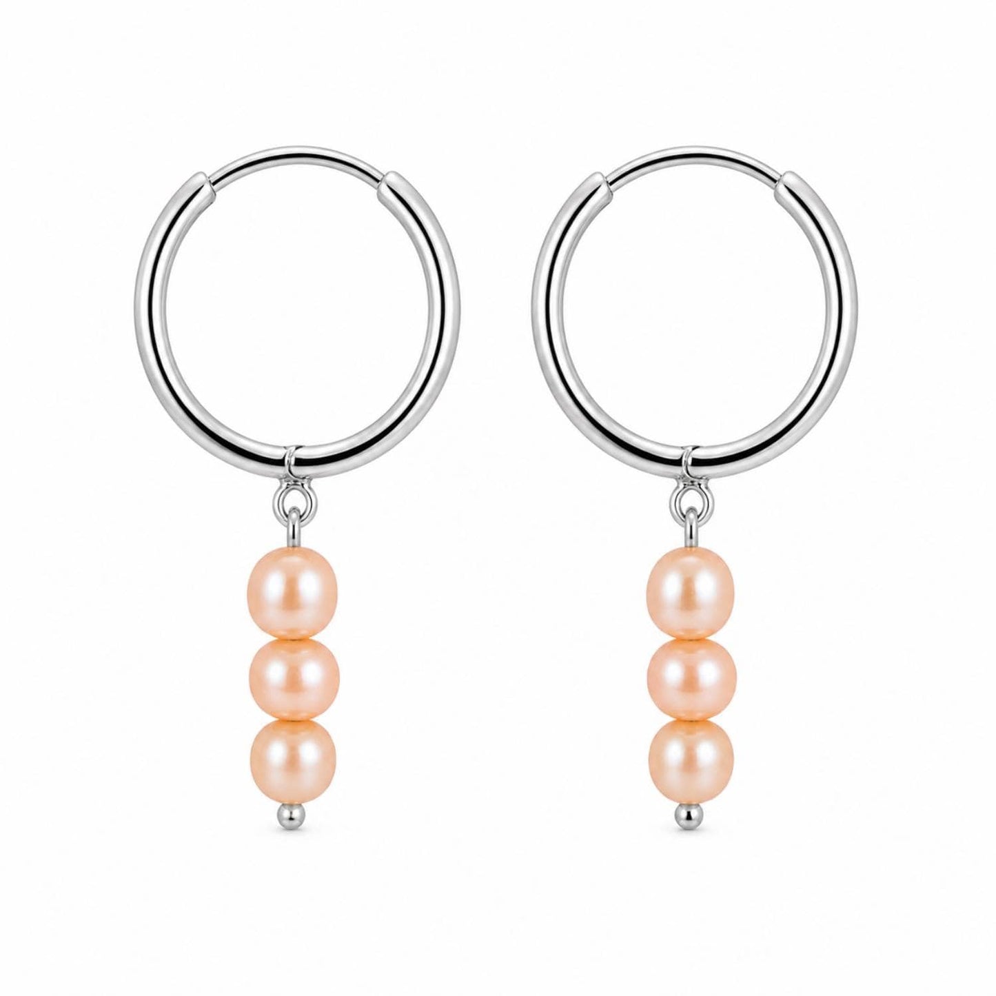 Mini Hoop Peach Pearl Earrings photo