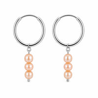 Mini Hoop Peach Pearl Earrings photo