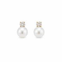 Moon Baby Yellow Solid Gold Pearl Stud Earrings photo