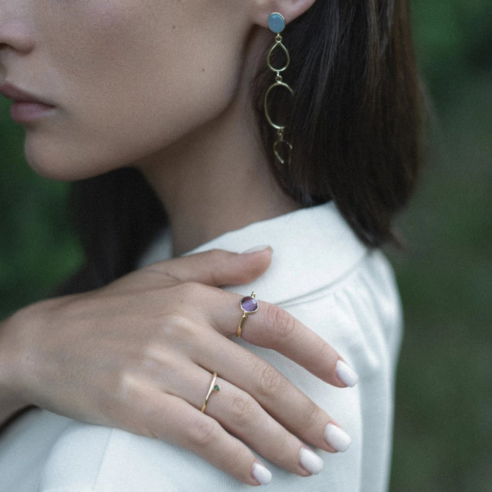 
                  
                    Gold Vermeil Amethyst Ring Muse with a natural 8 mm amethyst stone
                  
                