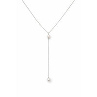 Necklace Chain with 2 pearls, silver photo