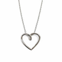 Open Heart Necklace, Silver photo