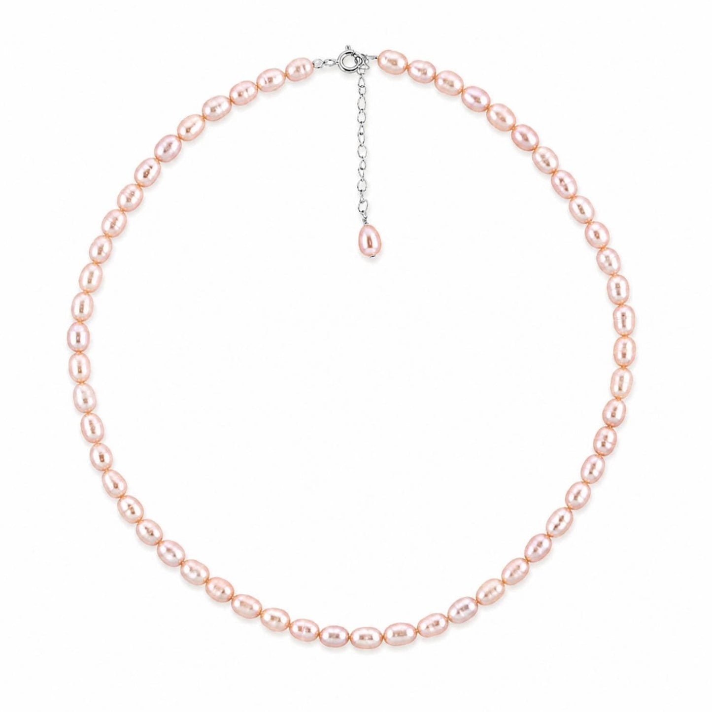Peach Rice Pearl Choker 6 mm silver photo