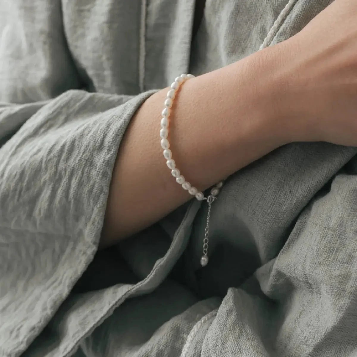 Rice Pearl Silver Bracelet photo