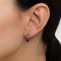 Black 3 mm Pearl Drop Earrings photo