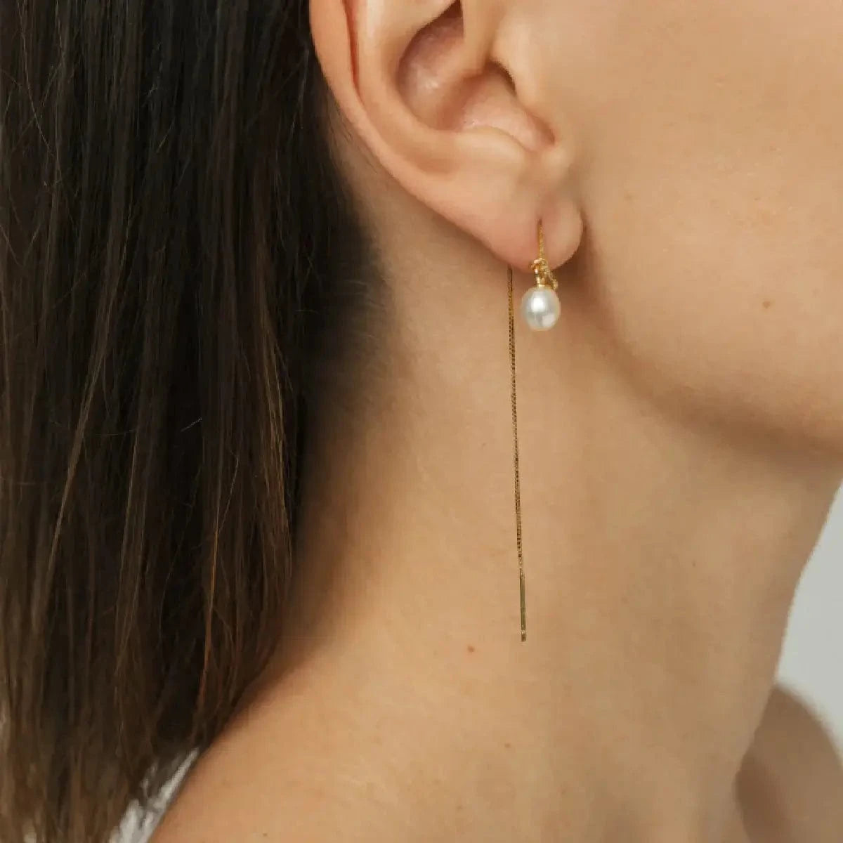 Flow pearl earrings, gold and silver photo