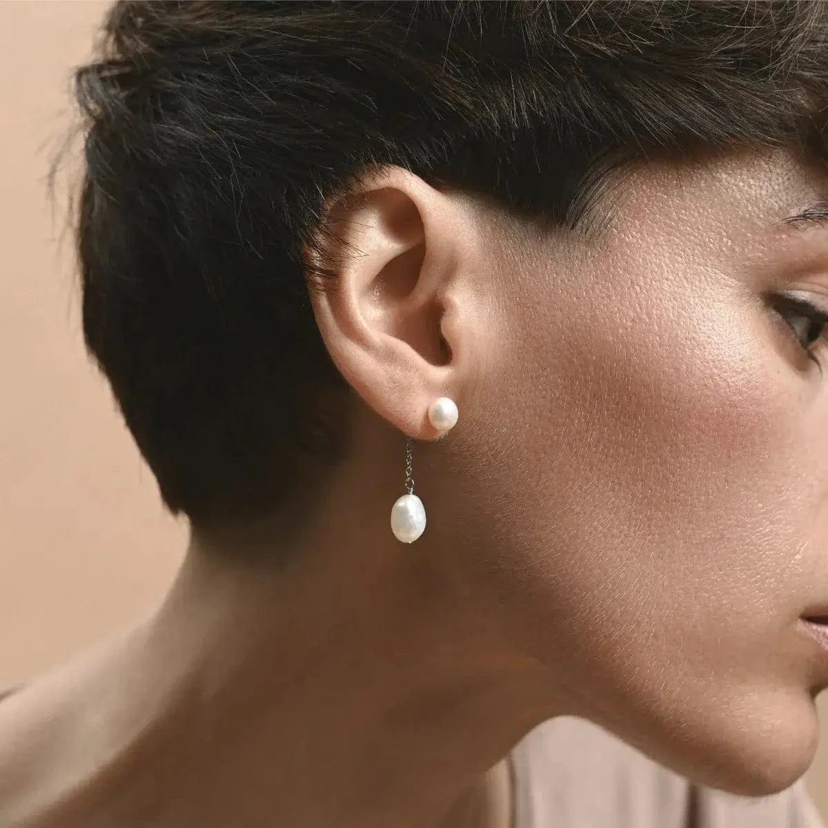 Iconic Blanche 2 in 1 Pearl Stud Earrings photo