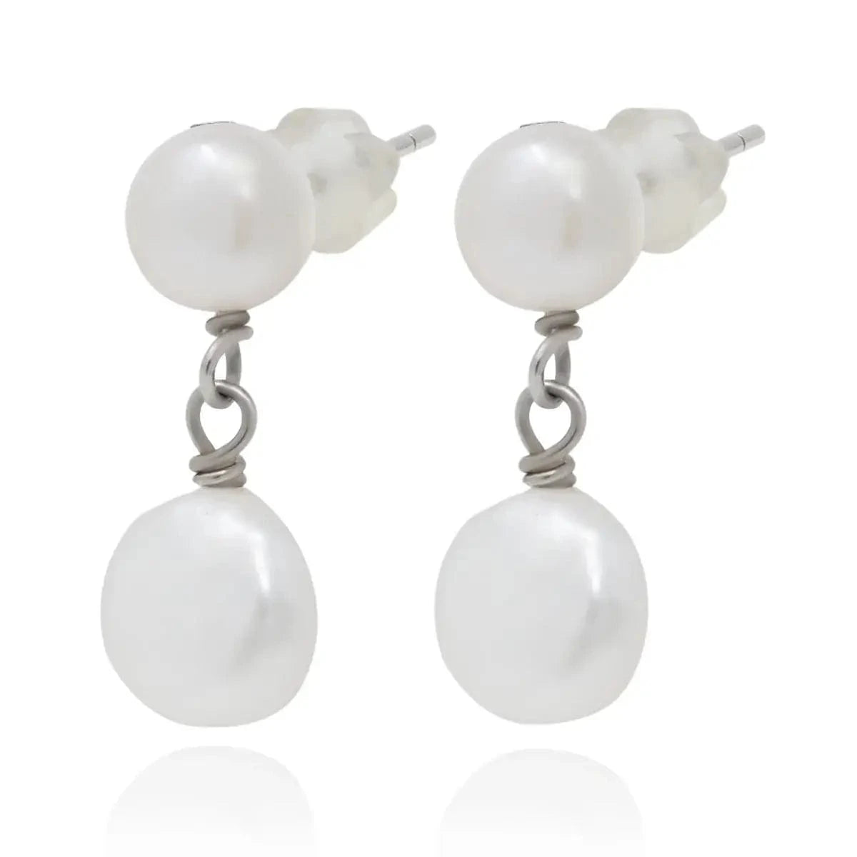 Pearl baroque earrings princess, silver photo