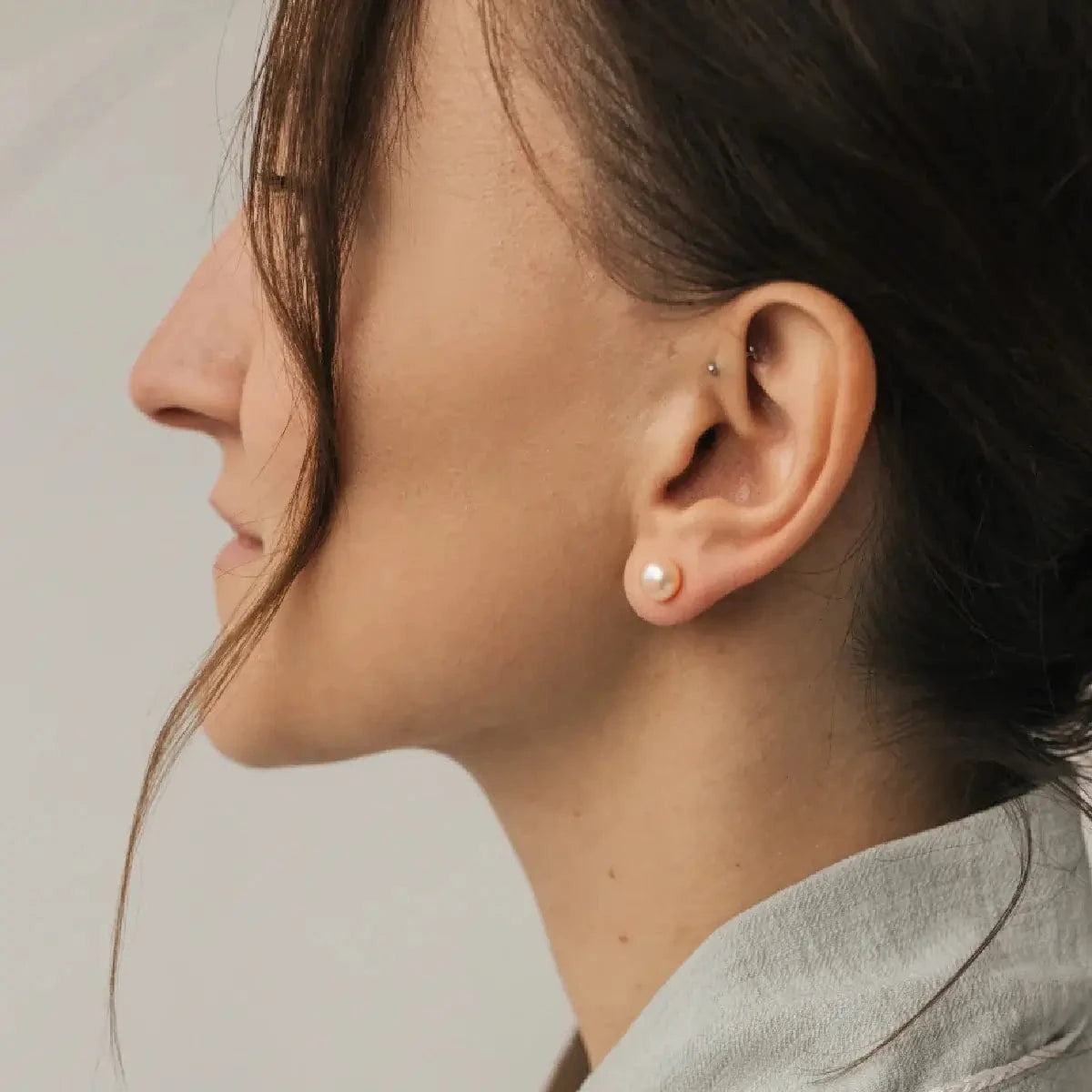 Peach Pearl Stud Earrings photo