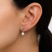 White 3 mm Pearl Drop Earrings photo