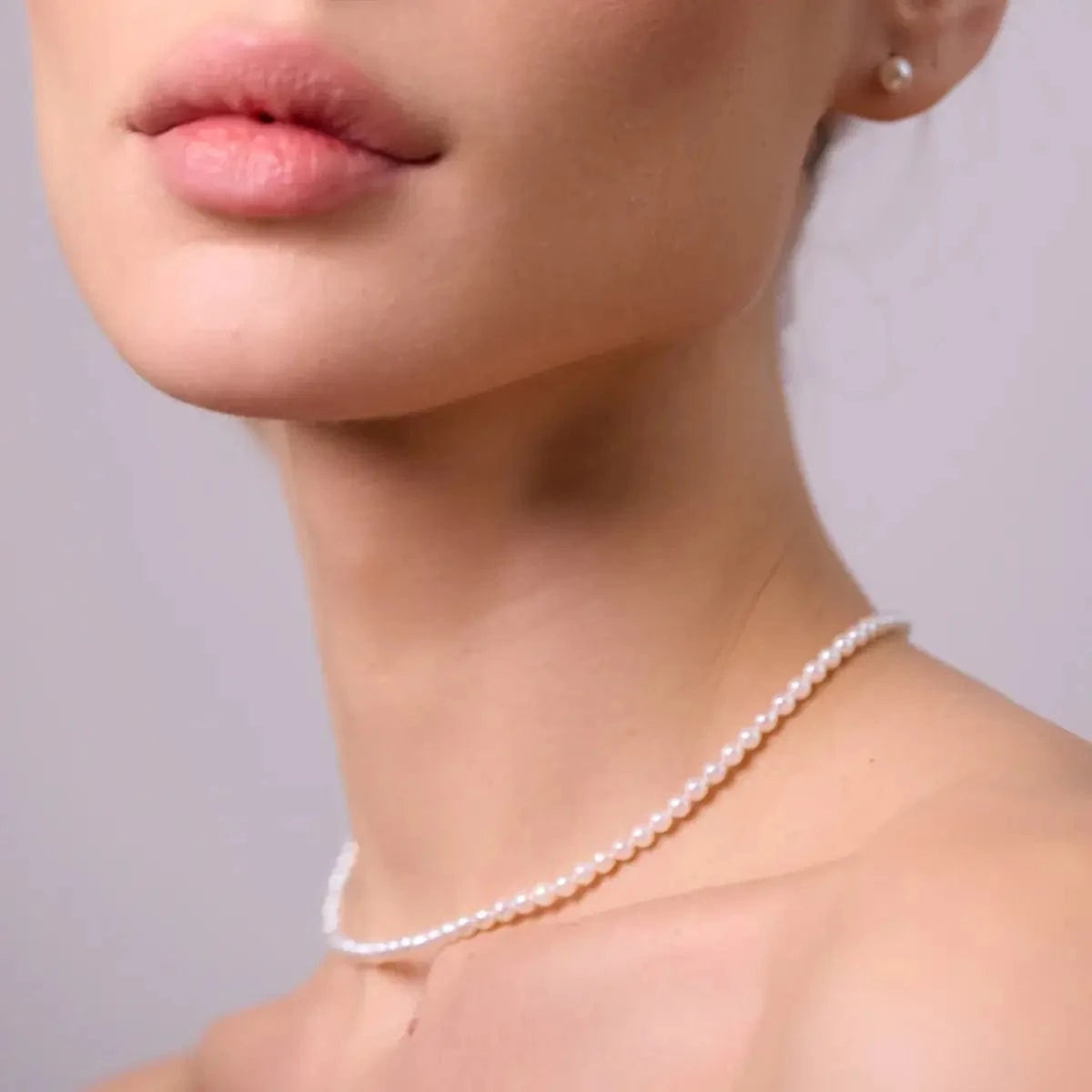 Ivory Sweetness Premium Necklace with 4mm Round Pearls photo