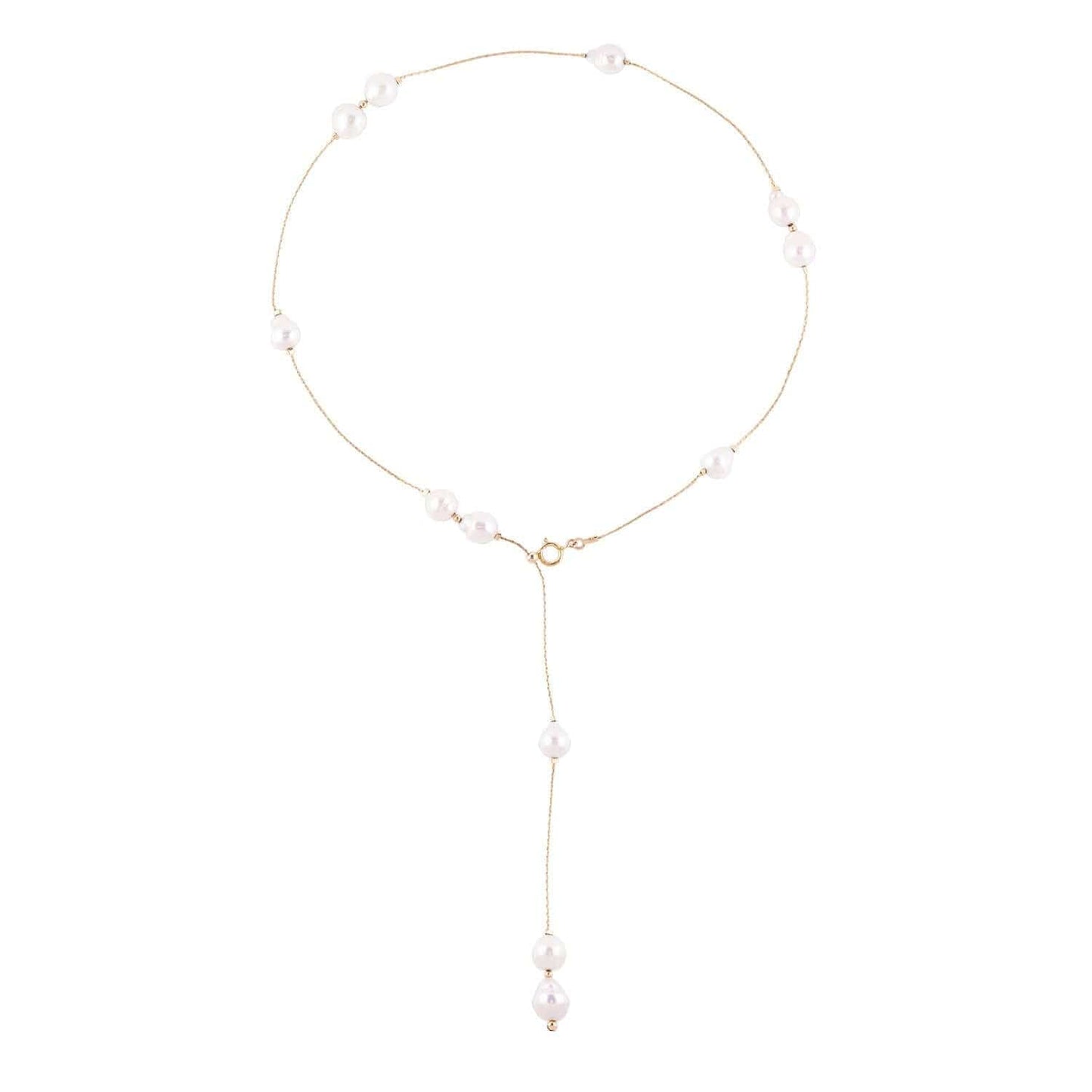 Stellar gold-filled adjustable necklace with baroque pearl photo