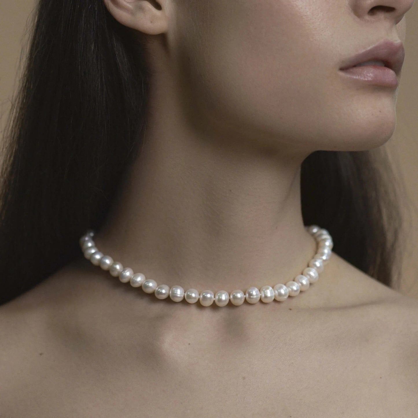 Premium Lustrous Delight Choker with 10mm round pearl, gold photo