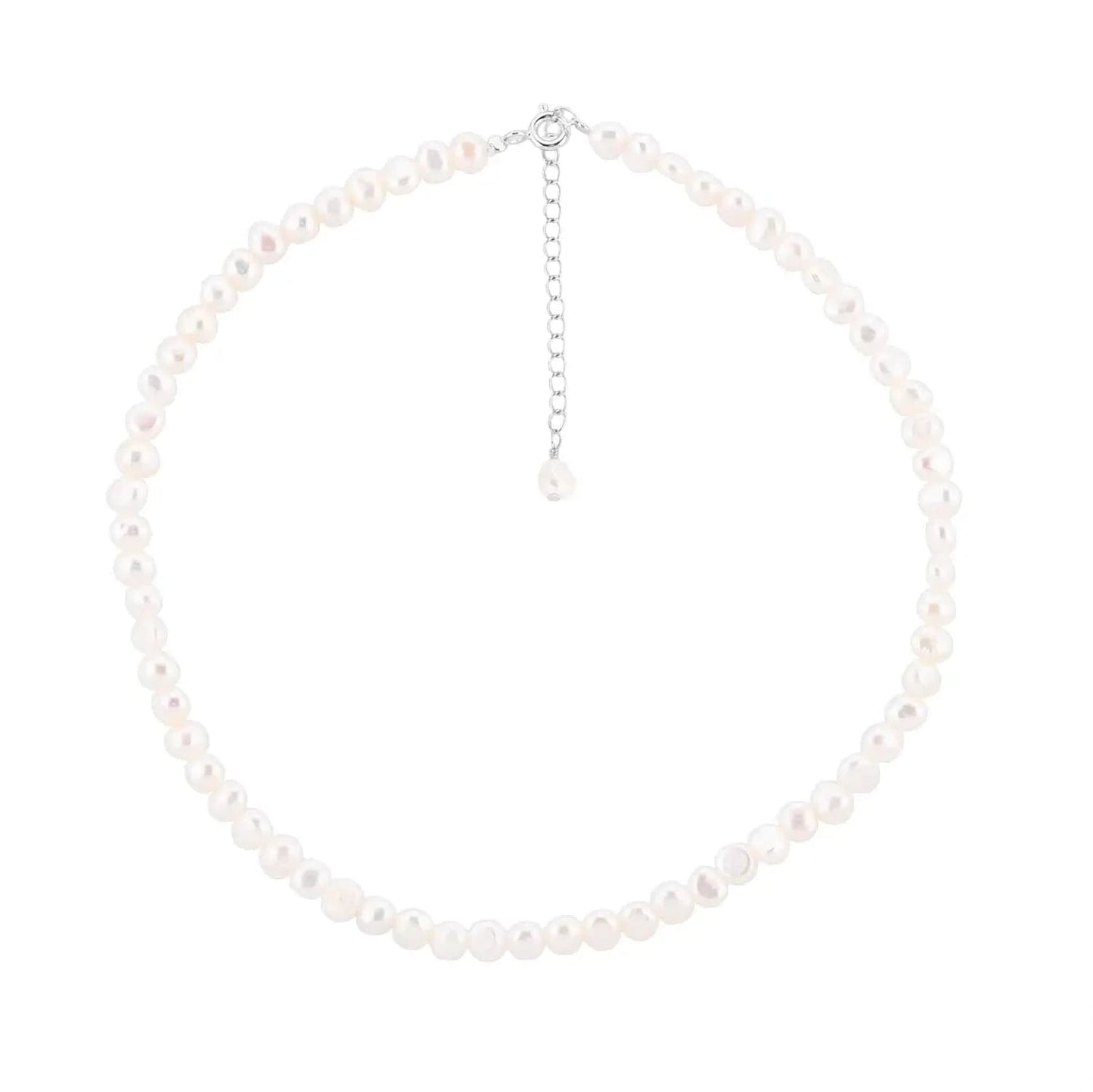 Choker with baroque white pearl 5 mm photo