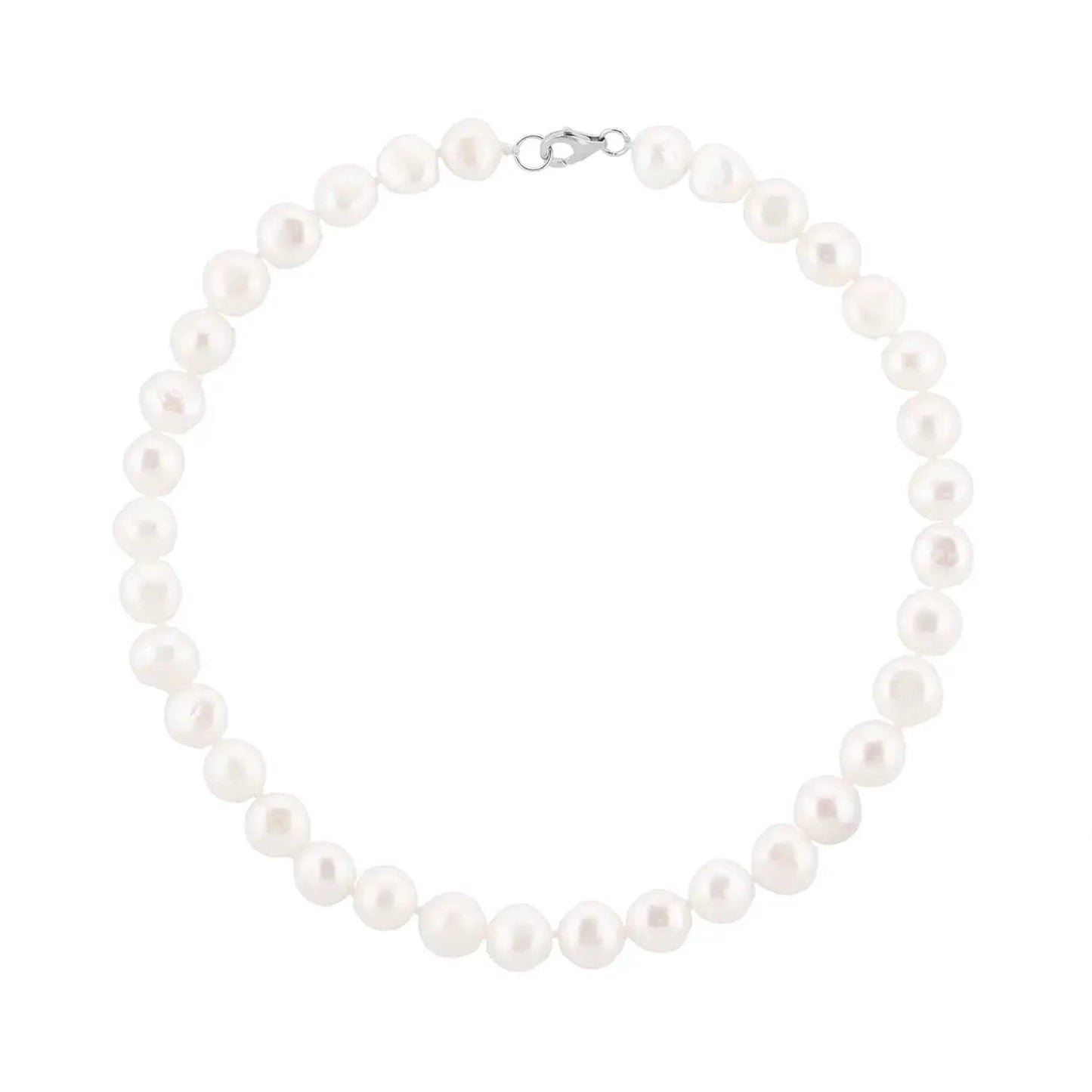 Choker with White Round Baroque Pearls, 6 mm photo