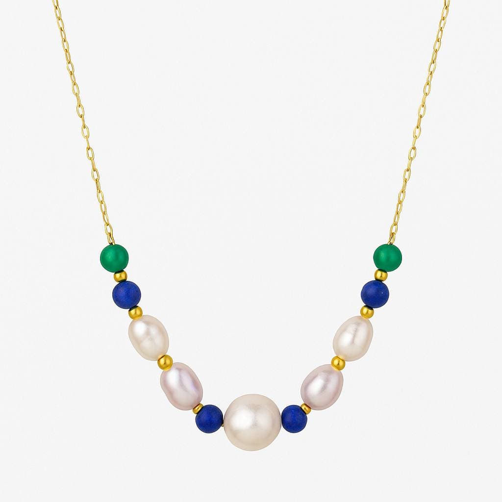 Trio Necklace with Gems and Pearls photo