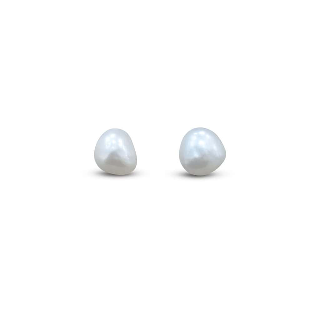 Premium Silver 7 mm baroque pearl stud earrings photo