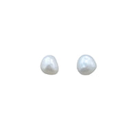 Premium Silver 7 mm baroque pearl stud earrings photo