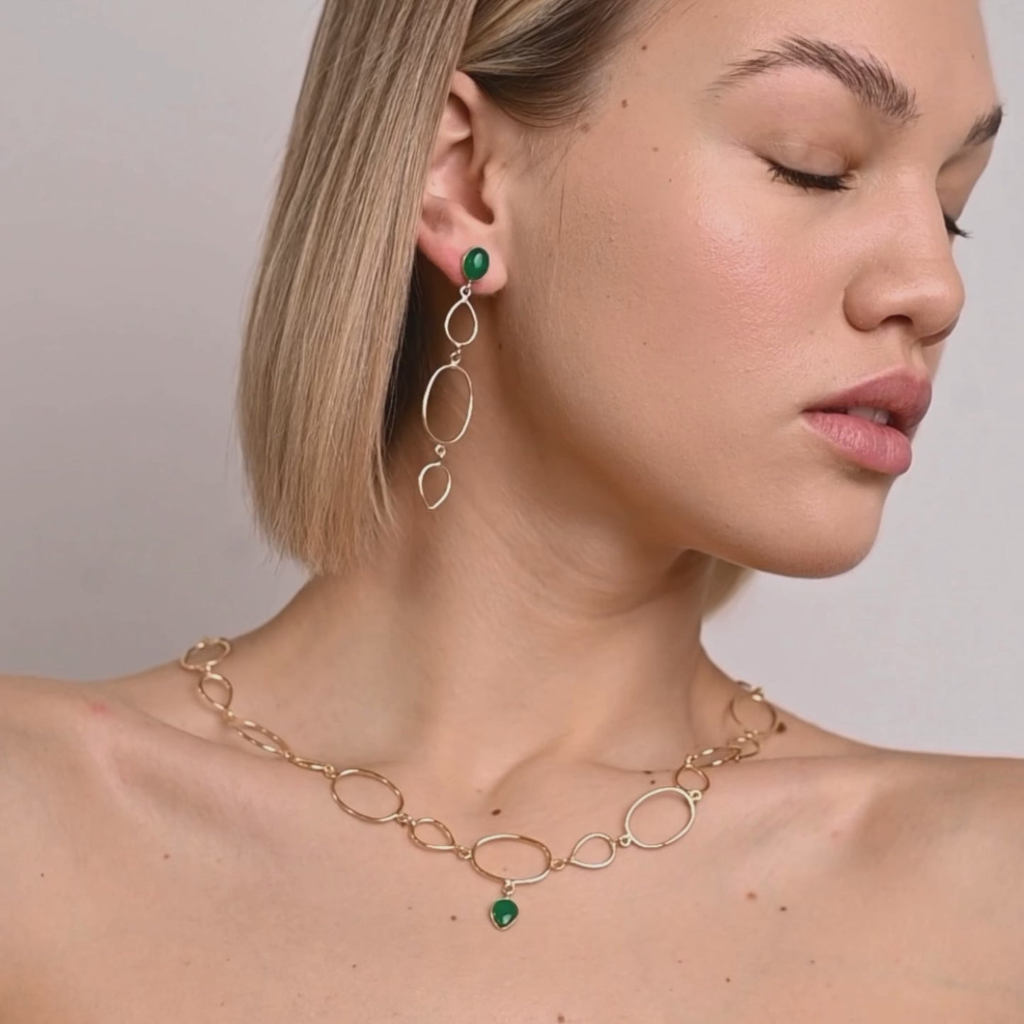 Muse Green Onyx Gold Set