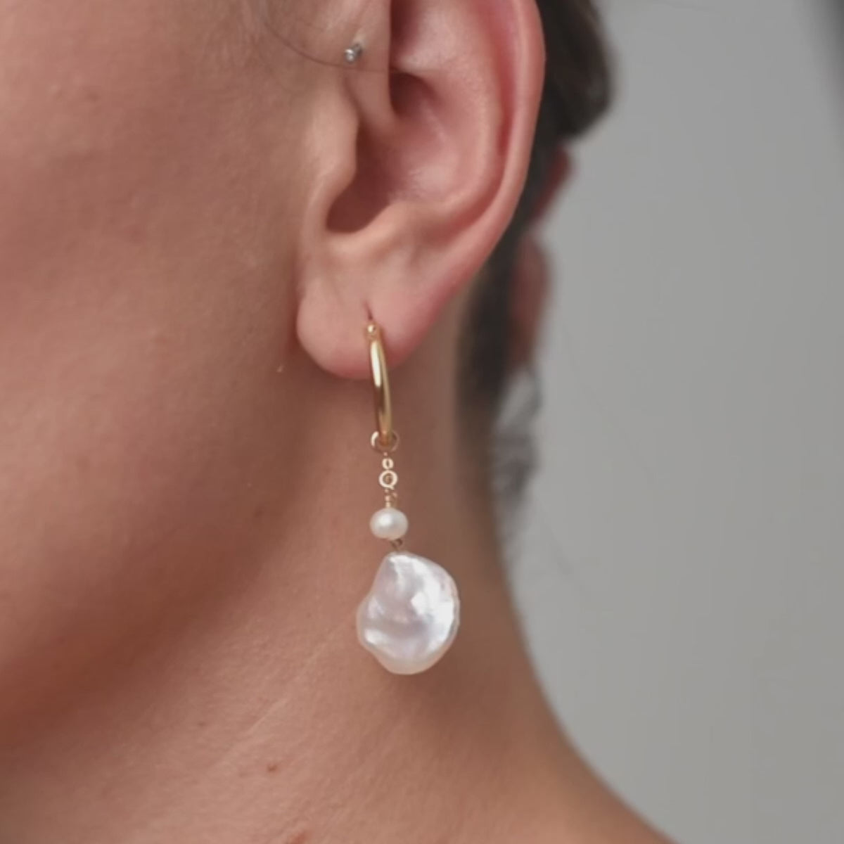 Keshi pearl earrings seashell in gold vermeil - Pearl Code