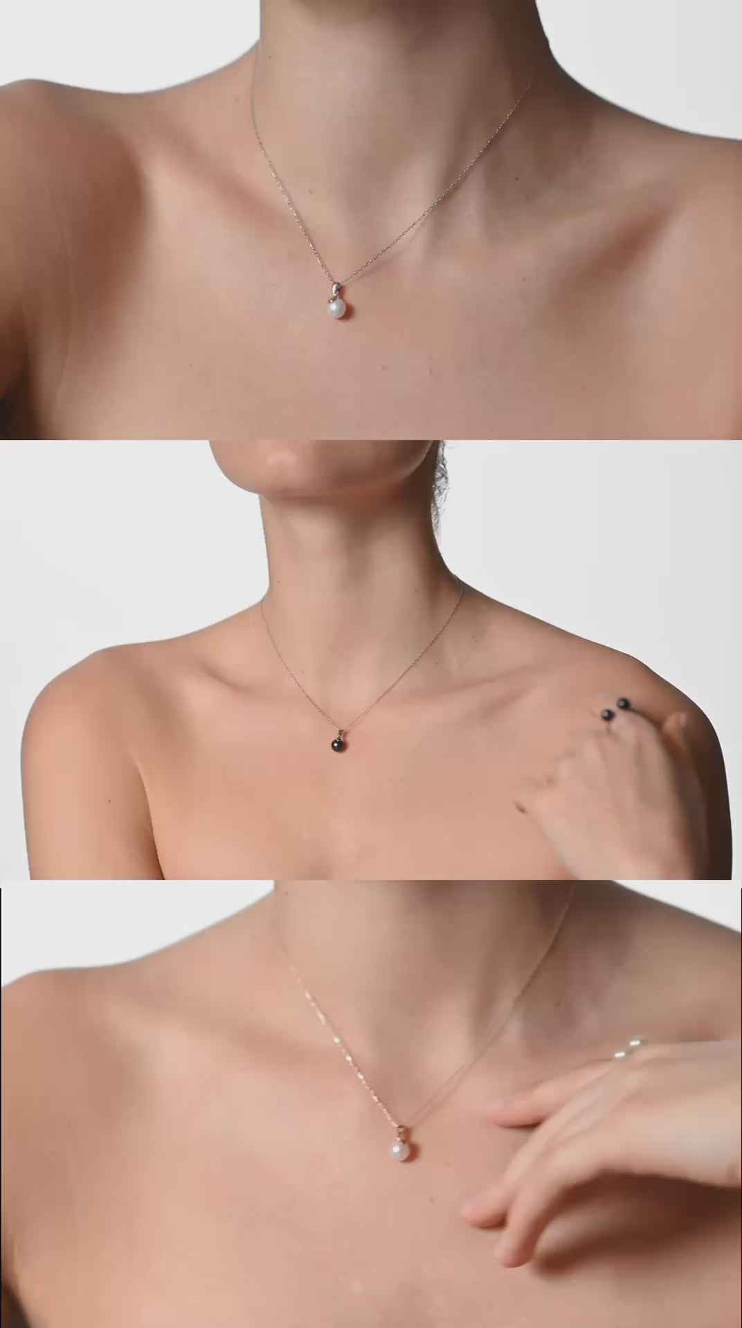 Colier și Pandantiv Luna cu perlă neagră, aur 14K