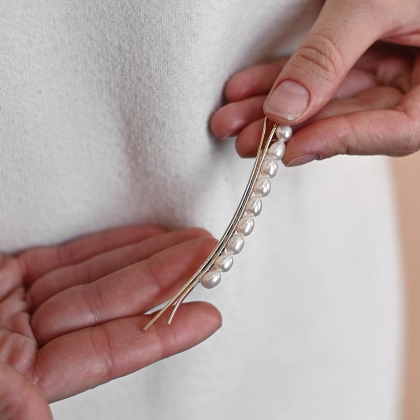 White Rice pearls Hair Pin in gold color 