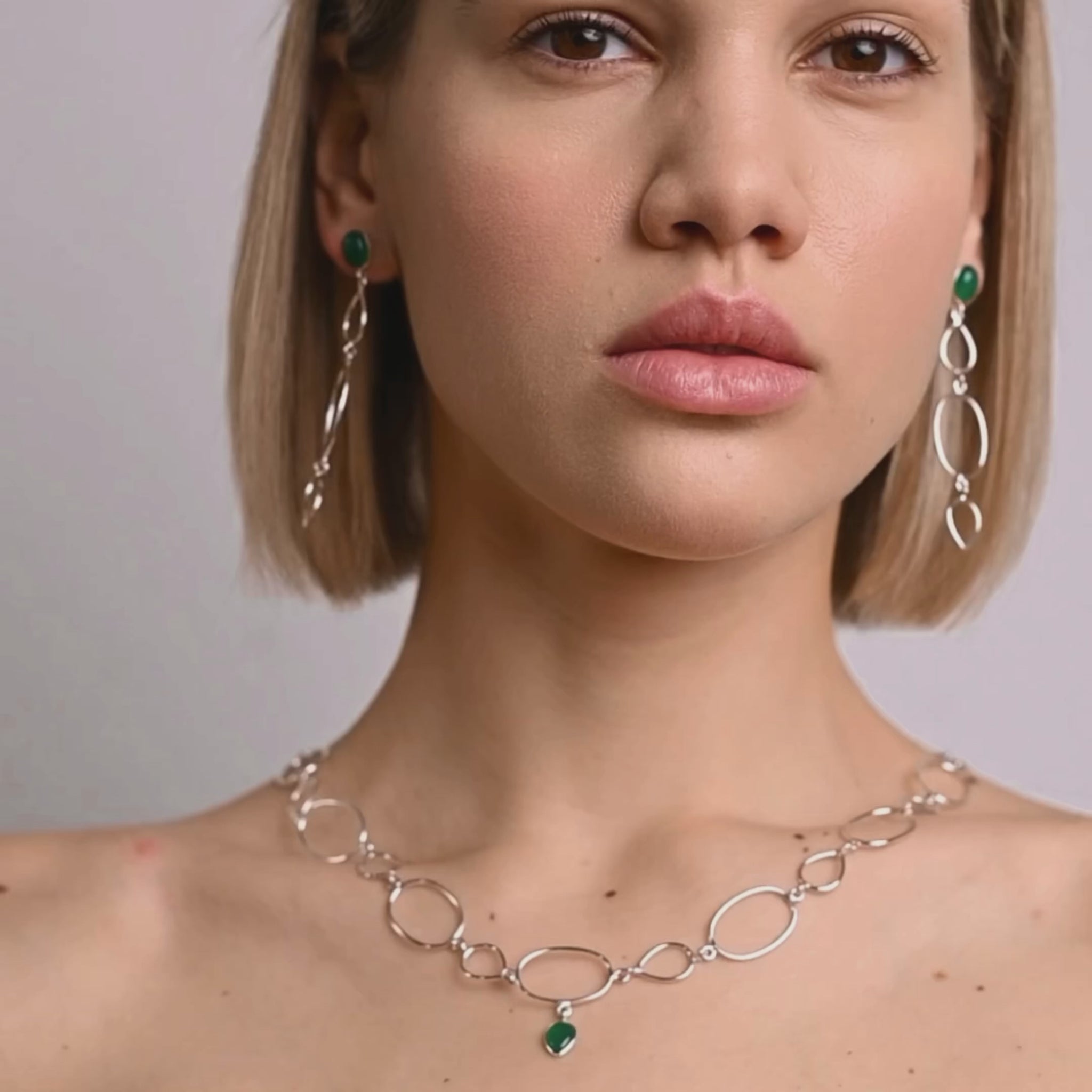 Muse Green Onyx Silver Set 