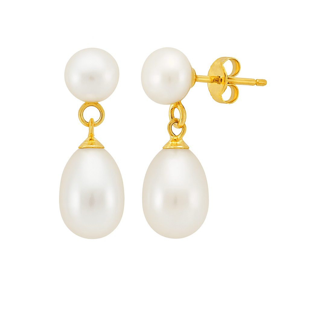 Princess earrings white baroque pearl 8mm photo