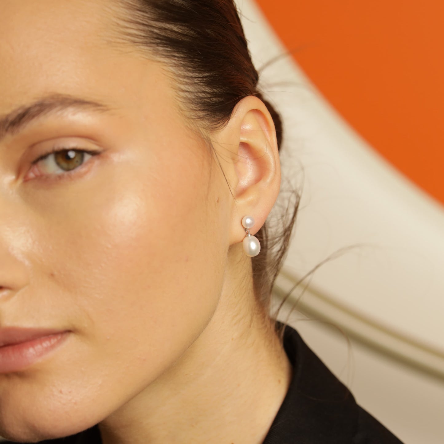 Princess earrings white baroque pearl 8mm photo