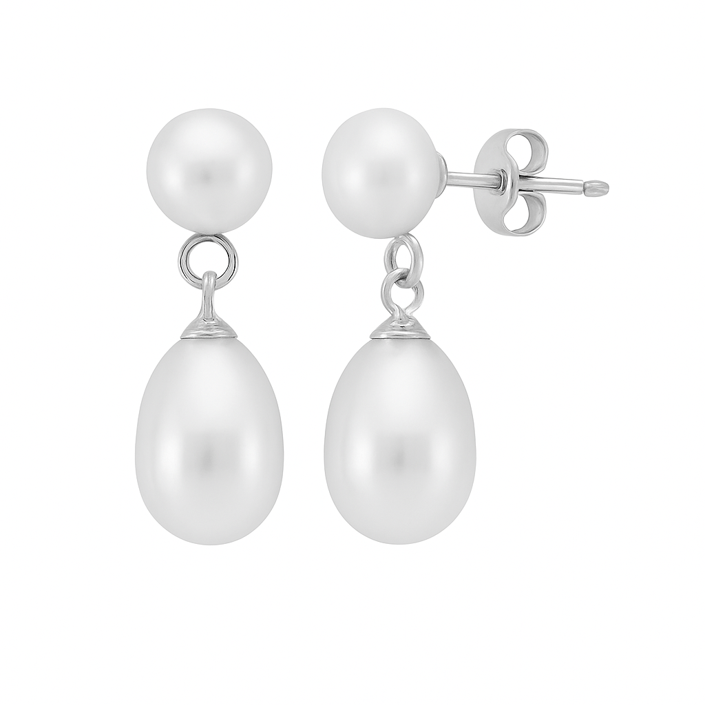 Princess earrings white baroque pearl 8mm photo