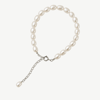 Rice Pearl Bracelet 6 mm, silver photo