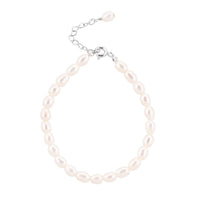 Rice Pearl Silver Bracelet, 4 mm photo