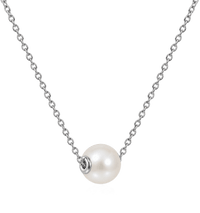 Silver chain with round pearl 8-9 mm A+ quality photo