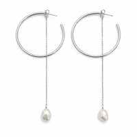 Silver Moon Hoop Earrings 2 in 1 photo