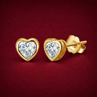 Sophie Heart Stud Earrings with Cubic Zirconia, Gold photo