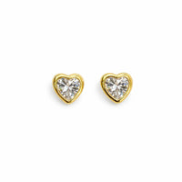 Sophie Heart Stud Earrings with Cubic Zirconia, Gold-Plated Silver photo